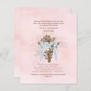 HAUSHALT Eleganter BAPTISM Einladung Blush Pink