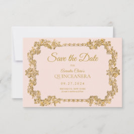 HAUSHALT Elegantes Rosa Gold Rahmen Quinceanera Mitteilungskarte