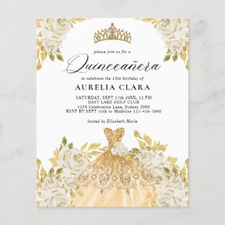 HAUSHALT Elfenbeingoldkleid Floral 15. Quinceañera