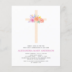 Haushalt Erste Heilige Kommunion Pastel Floral Pin Flyer