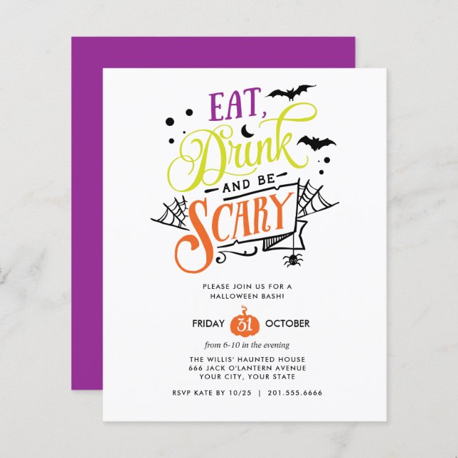 HAUSHALT Essen Drink und Beängstigend Halloween Ba (Vorne/Hinten)