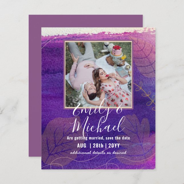 HAUSHALT FOTO Hochzeit SPAREN DIE DATEN Boho Abstr (Vorne/Hinten)