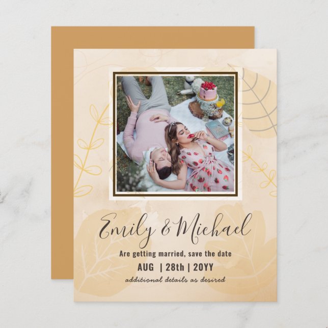 HAUSHALT FOTO Hochzeit SPAREN DIE DATEN Boho Abstr (Vorne/Hinten)