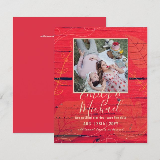 HAUSHALT FOTO Hochzeit SPAREN DIE DATEN Boho Abstr (Vorne/Hinten)