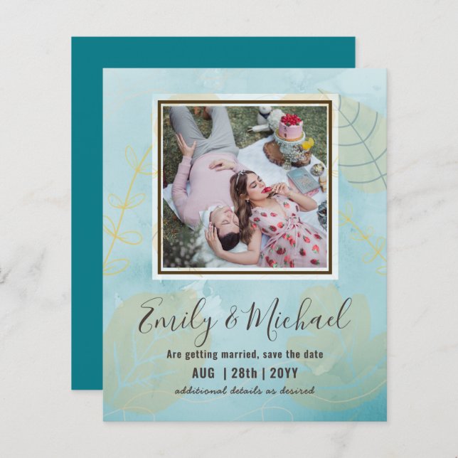 HAUSHALT FOTO Hochzeit SPAREN DIE DATEN Boho Abstr (Vorne/Hinten)