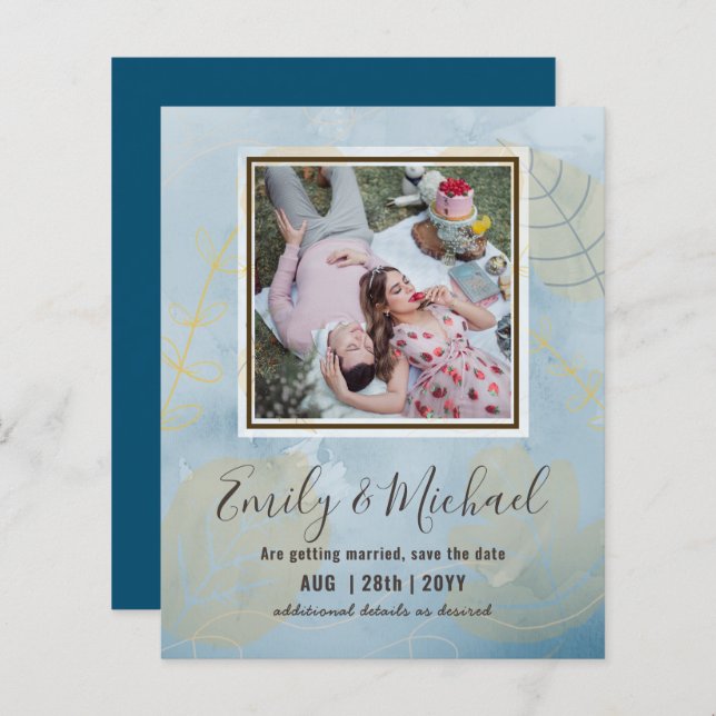 HAUSHALT FOTO Hochzeit SPAREN DIE DATEN Boho Abstr (Vorne/Hinten)