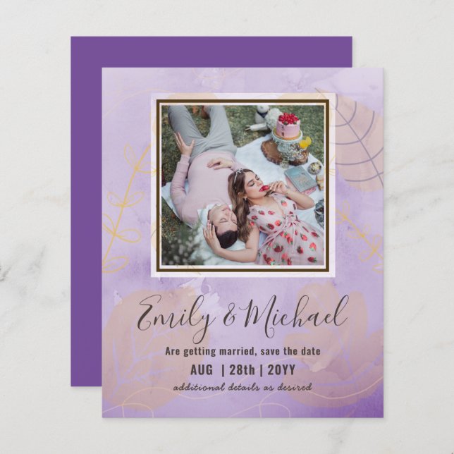 HAUSHALT FOTO Hochzeit SPAREN DIE DATEN Boho Abstr (Vorne/Hinten)