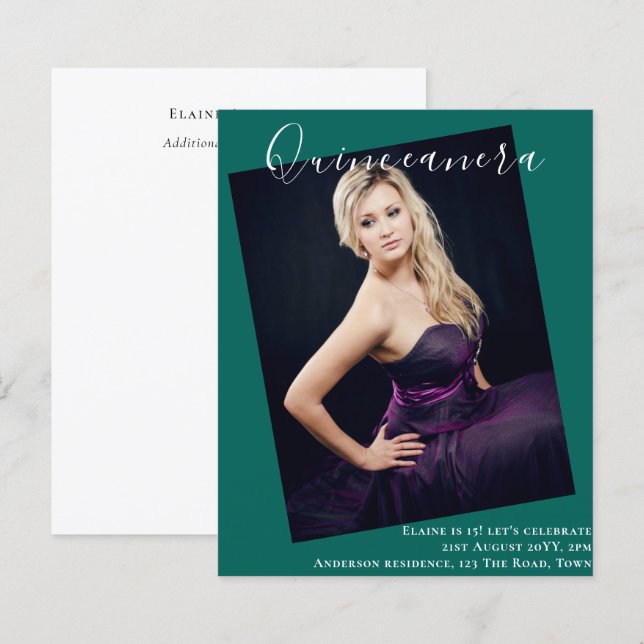 HAUSHALT - FOTO von Quinceanera Einladung zur Ankü (Vorne/Hinten)