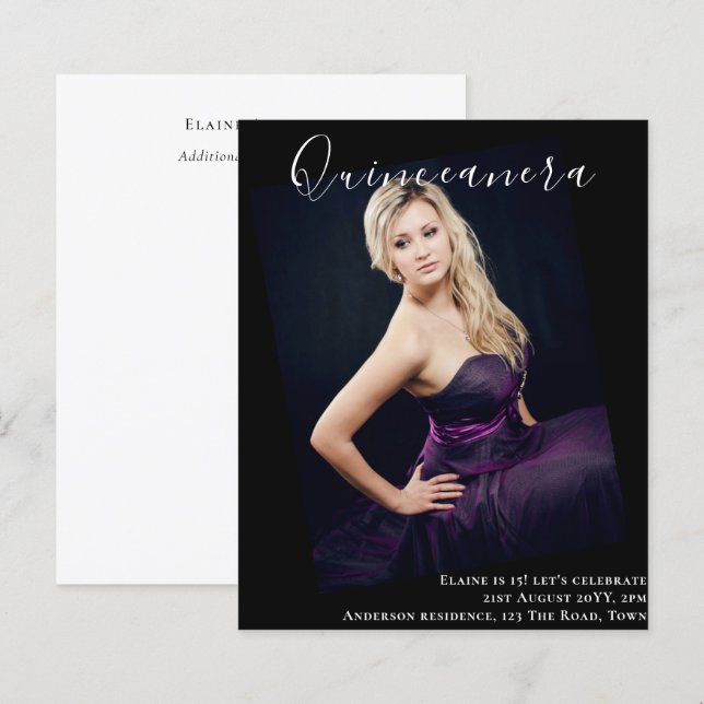 HAUSHALT - FOTO von Quinceanera Einladung zur Ankü (Vorne/Hinten)