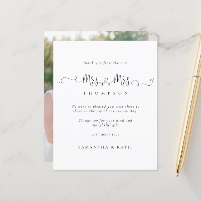 Haushalt Frau Rings Foto Lesbian Wedding Danke (Vorderseite/Rückseite Beispiel)