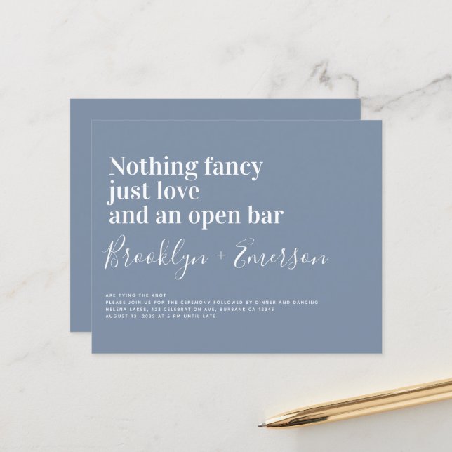 HAUSHALT Funny Typografy Wedding Einladung (Vorderseite/Rückseite Beispiel)