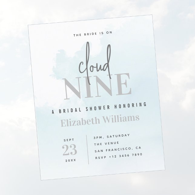 HAUSHALT für die Cloud Nine Bridal Dusche Einladun (The Bride is On Cloud Nine Bridal Shower Invitation)