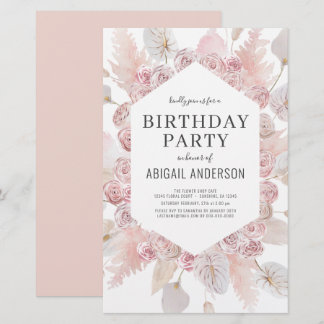 Haushalt Geburtstag Boho Blush Pink Party Einladun