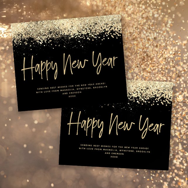 HAUSHALT Gold Glitzer Happy New Year Card (Von Creator hochgeladen)