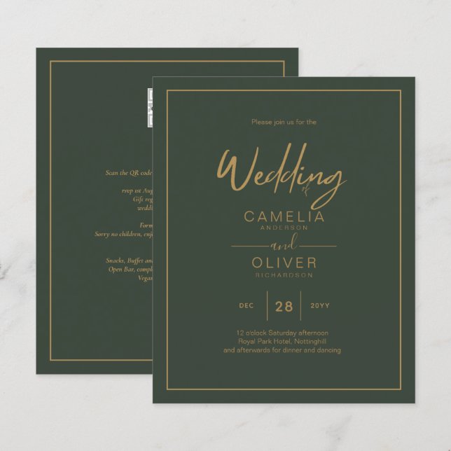 HAUSHALT Gold Text Script Elegante Moderne (Vorne/Hinten)