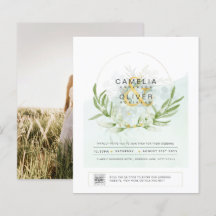 HAUSHALT Grüne FOTO Hochzeit Einladung QR CODE F