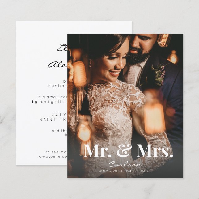 Haushalt Herr & Mrs. Vertical Wedding Ankündigung (Vorne/Hinten)