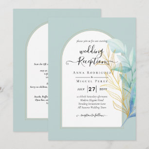 HAUSHALT-Hochzeit mit Gold-Leaf-Goldleder-Glas Einladung