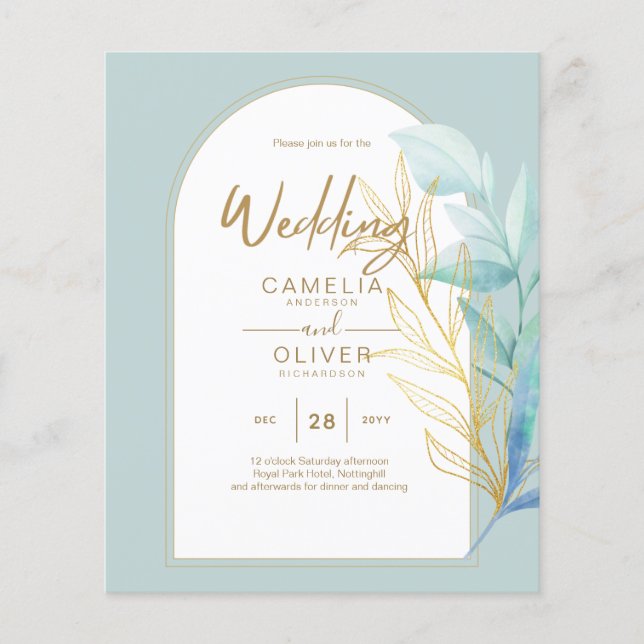 HAUSHALT-Hochzeit mit Gold-Leaf-Goldleder-Glas Flyer (Vorne)