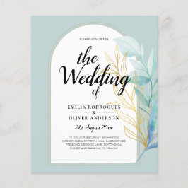 HAUSHALT-Hochzeit mit Gold-Leaf-Goldleder-Glas Flyer