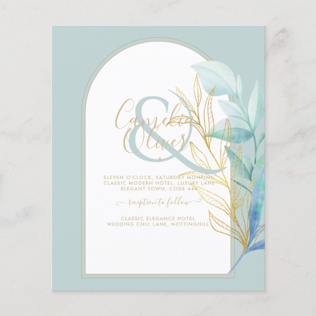 HAUSHALT-Hochzeit mit Gold-Leaf-Goldleder-Glas Flyer (Vorne)