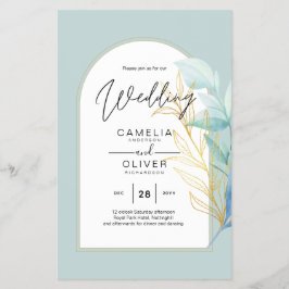 HAUSHALT-Hochzeit mit Gold-Leaf-Goldleder-Glas Flyer