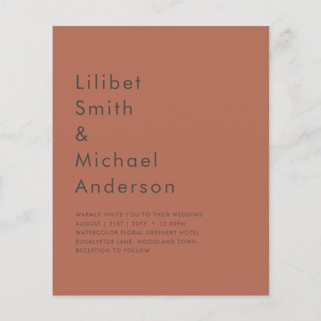 HAUSHALT Hochzeit Terracotta Monochrome Flyer (Vorne)