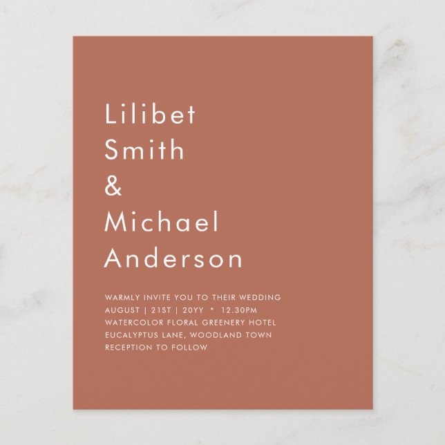 HAUSHALT Hochzeit Terracotta Monochrome Flyer (Vorne)