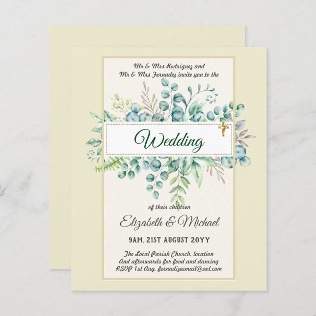 Haushalt KATHOLIC Christlich WEDDING Greenery bitt (Vorne/Hinten)