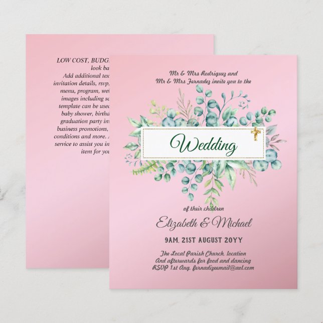 Haushalt KATHOLIC Christlich WEDDING Greenery bitt (Vorne/Hinten)