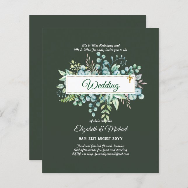Haushalt KATHOLIC Christlich WEDDING Greenery bitt (Vorne/Hinten)