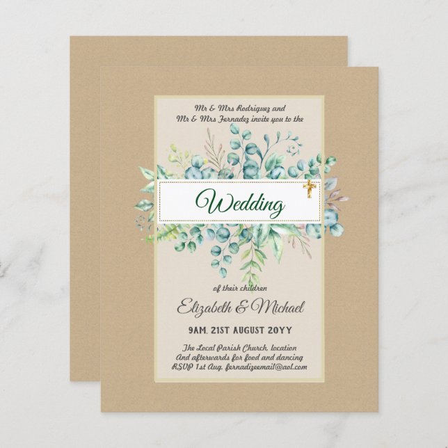 Haushalt KATHOLIC Christlich WEDDING Greenery bitt (Vorne/Hinten)