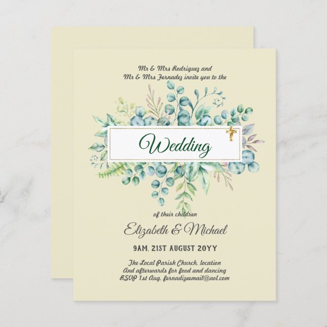 Haushalt KATHOLIC Christlich WEDDING Greenery bitt (Vorne/Hinten)
