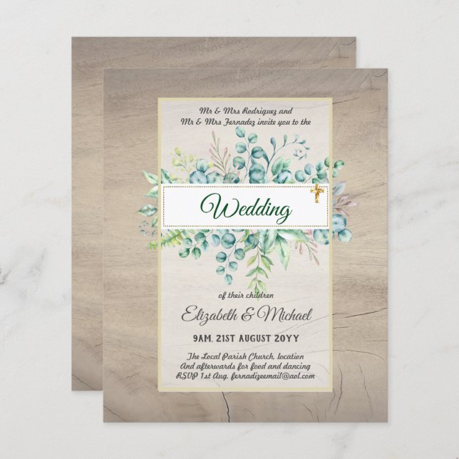 Haushalt KATHOLIC Christlich WEDDING Greenery bitt (Vorne/Hinten)