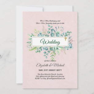 Haushalt KATHOLIC Christlich WEDDING Greenery bitt Einladung