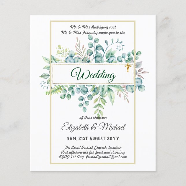 Haushalt KATHOLIC Christlich WEDDING Greenery bitt Flyer (Vorne)
