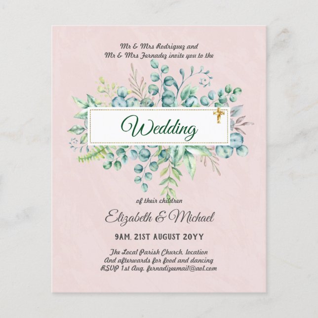 Haushalt KATHOLIC Christlich WEDDING Greenery bitt Flyer (Vorne)