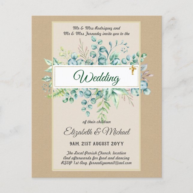 Haushalt KATHOLIC Christlich WEDDING Greenery bitt Flyer (Vorne)