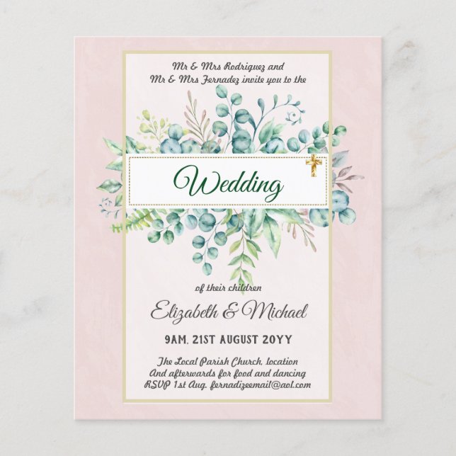 Haushalt KATHOLIC Christlich WEDDING Greenery bitt Flyer (Vorne)