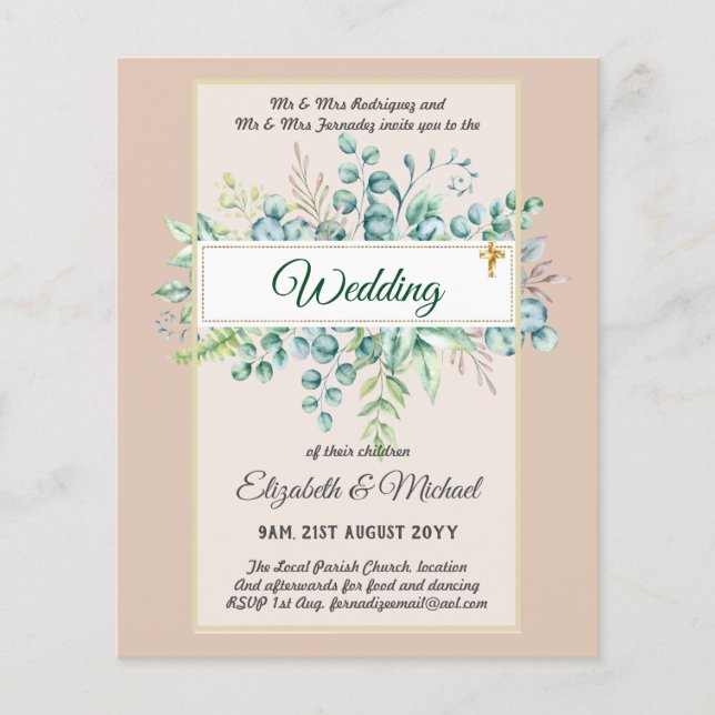 Haushalt KATHOLIC Christlich WEDDING Greenery bitt Flyer (Vorne)