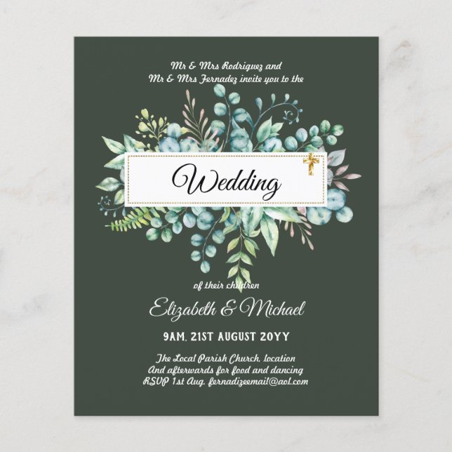 Haushalt KATHOLIC Christlich WEDDING Greenery bitt Flyer (Vorne)