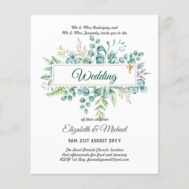 Haushalt KATHOLIC Christlich WEDDING Greenery bitt Flyer (Vorne)