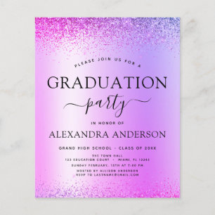Haushalt Lila 2023 Glitzer der Graduierungspartei Flyer