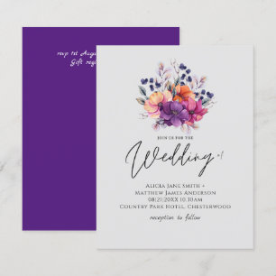 HAUSHALT Lila Orange Floral Wedite Einladung