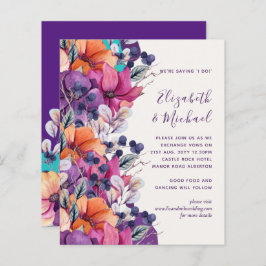 HAUSHALT Lila Orange Floral Wedite Einladung