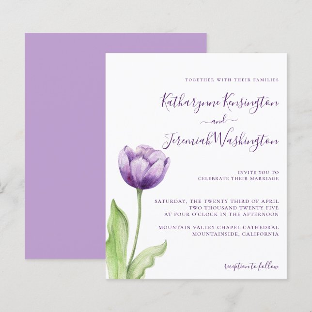 HAUSHALT Minimalistischer Lavendel Lila Tulip Wedd (Vorne/Hinten)