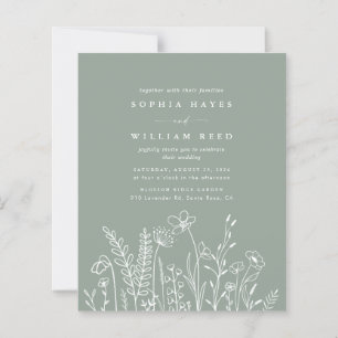 HAUSHALT Moderne Boho Sage Grüne Wildblume Hochzei
