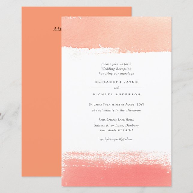HAUSHALT Moderne Colour Swash Hochzeit einladen A9 (Vorne/Hinten)