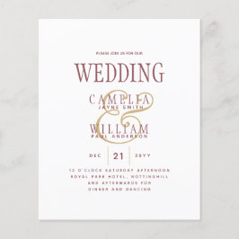 HAUSHALT Moderne Dusty Rose Pink Gold Hochzeit Ein Flyer