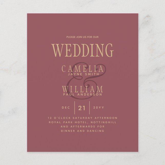 HAUSHALT Moderne Dusty Rose Pink Gold Hochzeit Ein Flyer (Vorne)